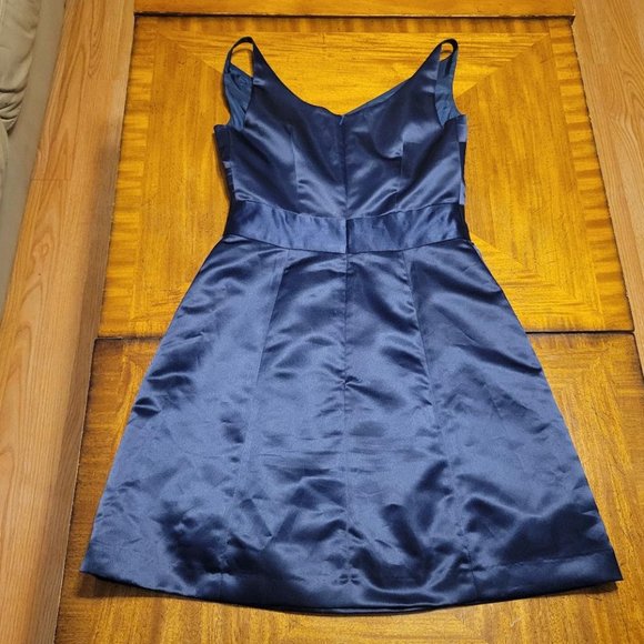 Aria Blue Satin Wrap Top Dress - Picture 8 of 14